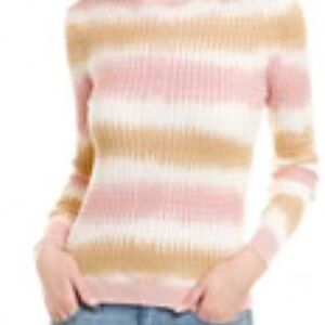 YAL New York The Lynk Cable Knit Sweater - Large / Tie Dye Pink/Beige
